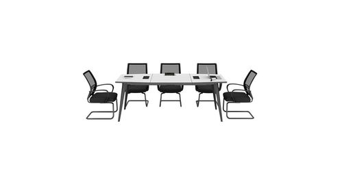 现代简约会议桌 8人钢木结构会议桌-上海品源办公家具工厂-上海品源